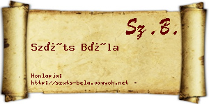Szüts Béla névjegykártya